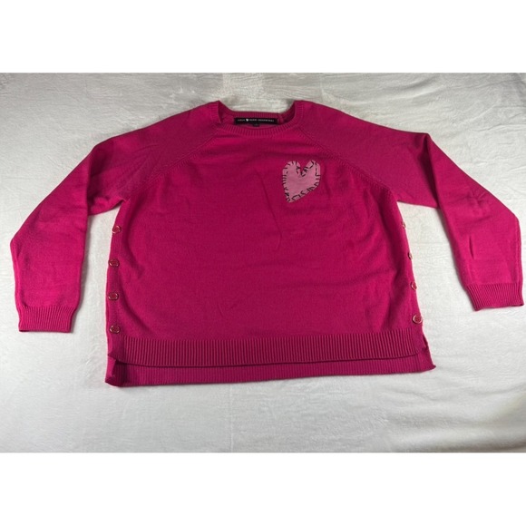 Aqua Sweaters - Aqua By Kerry Rosenthal Women's MEDIUM Hot Pink Sweater With Heart